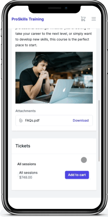 Streamlined course booking process