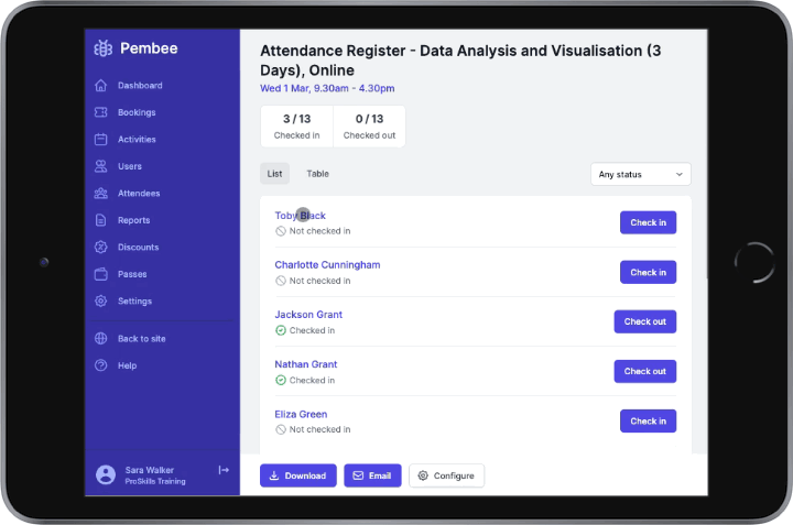 Paperless roster and attendance tracking
